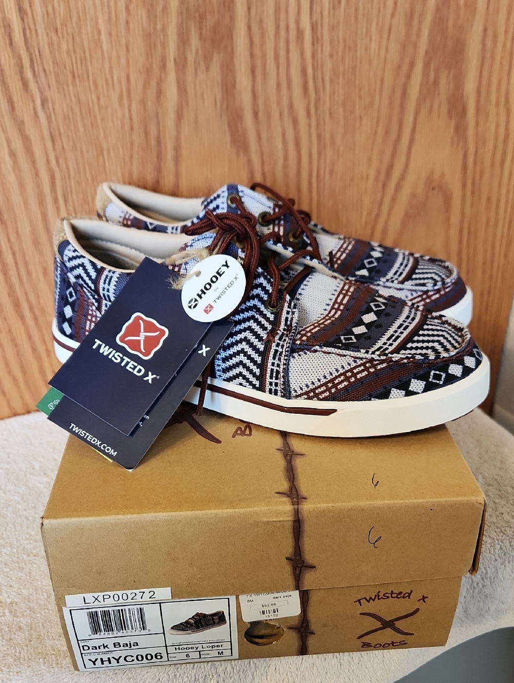 Twisted X Kids Sneakers Brown Navy Cream Patterned